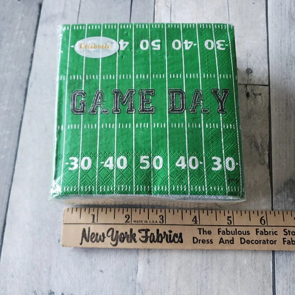 NWT - Paper Cocktail Paper Napkins Game Day Field -40 per pkg: 3 ply - 5 x 5 in.